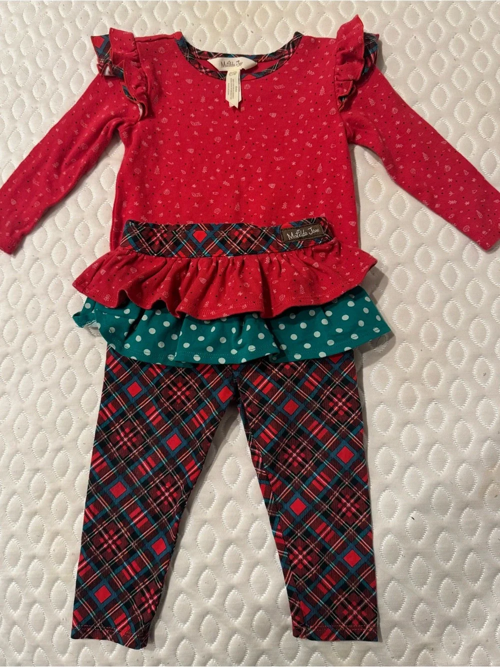Matilda Jane Santa Baby Body Suit and Leggings Red and Green 6-12 Months
